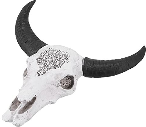 Gonetre Heimgartenarbeit Harz Stierkopf Wandbehang Dekoration Langes Horn Tierskulptur Hintergrund Wand Home Ornament 36 * 26 * 14CM Desktop-Ornament Liefert Tägliche Dekoration