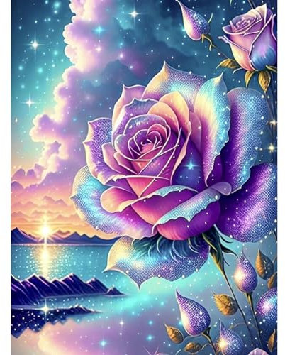 Diamond Painting Set für Erwachsene-Blume Diamond Painting Kits,5D Rose Diamant Malerei Set,DIY Diamantmalerei Basteln Bilder Arts als Geschenk für Home Wand Décor 30x40cm
