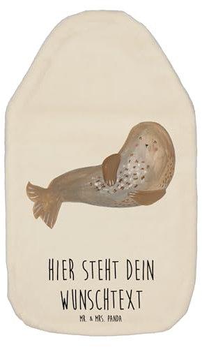 Mr. & Mrs. Panda Personalisierte Wärmflasche Robbe Lachen - Weiß