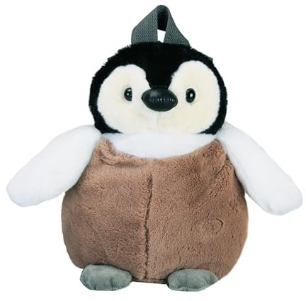 F Fityle Plüschtier Rucksack Kinder, Cute Plush Animal Penguin Backpack, Plush Capybara Backpack, Niedliche Snack-Tasche, Damen-Einkaufstasche, Cartoon Tasche für Snack Handy Kosmetik, Pinguin
