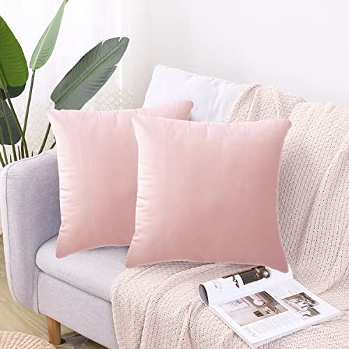 CXTAI Kissenbezug 50x50 cm (2er Set Samt) Kissenbezüge Sofakissen Dekokissen Kissenhülle Zierkissen - Rosa