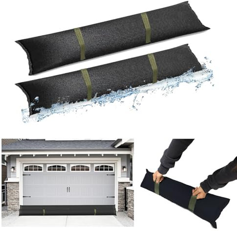 Estresen 2 bolsas de arena para puertas con asas, barrera de agua, barrera contra inundaciones, para puertas de garaje, sótanos, ventanas, contra la lluvia, fugas de agua, 90 x 20 cm