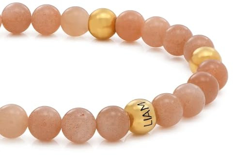 MYKA - Personalisierte Halbedelstein Balance-Armband mit Sonnensteinen und Amazonit - Zartes Geschenk für Sie, Mutter, Frau - Schmuck zum Muttertag, Weihnachten, Sterling Silber