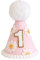 Yoolhamy 1. Geburtstag Hut für Baby Mädchen Jungen, Boho Erster Geburtstag Hut, Handgemachte One Birthday Crown Conical Cap Dekorationen (daisy pink)