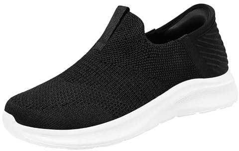Womens White Pumps Arch Support Shoes for Women Women's Soft Orthopedic Shoes Breathable Woven Go Walking Slip On Foam Shoes Arch Support Hands Slip in Womens Slip On Trainers Ladies Black (Black, 6)