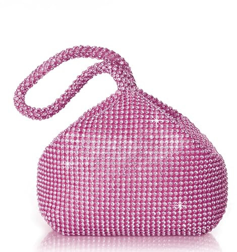 BABEYOND Pochette Donna Argento Strass Clutch Cerimonia Borsetta da Sera Elegante Borsa per Matrimonio Party Sposa(viola scuro)