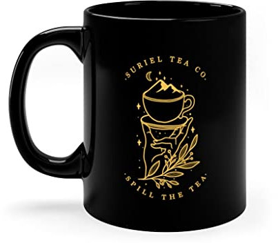 IKJHG Suriel Tea Black Mug, Acotar Black Mug, City of Star Light Black Mug,Novelty Coffee Mugs 11 Oz