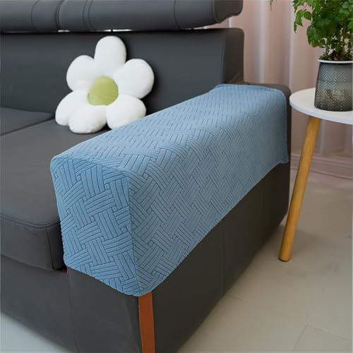 Hearda Sofa Armrest Protectors 2/4/6PCS/Set, Modern Stretch Fit Armrest Covers Chair Non-Slip Long Couch Arm Protector, Sofa Arm Caps Slipcovers for Armchairs, Sofas (Blue,Set of 6)