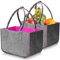 Lighterday 2 Stück 30L Filztasche Groß Einkaufstasche Faltbar,Tote Bag Filztaschen Shopper,Filzkorb mit Lange Henkel,Filz Einkaufskorb Filztaschen mit Innentasche (Dunkelgrau/Magenta)