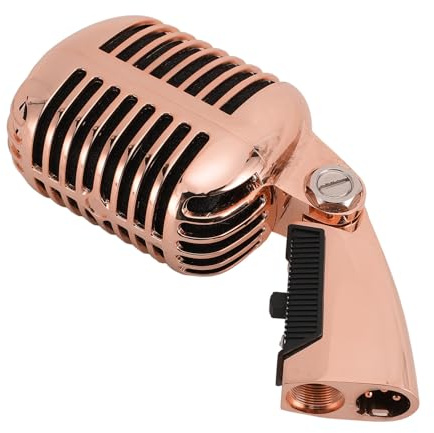 Vintage Dynamic Classic Retro Microphone for KTV Performance Stage Studio (Rose Gold)