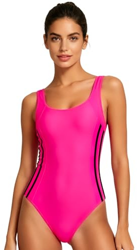 POWER FLOWER Costume da Bagno Intero da Donna Costume da Bagno competitivo Atletico Intero con Racerback Abbigliamento da Allenamento per Il Nuoto Costumi da Bagno per Donne