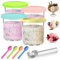 Pot pour Ninja Creamy Deluxe, HOVCEH 4 Pièces Récipient pour ninja Creami pour NC500 NC501, Accessoires pour 680 ml Ninja Machine à Glace avec Couvercle Et Cuillère, Passe au Lave-vaisselle