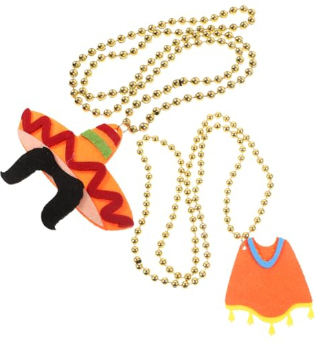 DEARMAMY 2 Stück Mexikanische Fiesta Halsketten aus Filz mit Farbechten Charme und Leichtem Kunststoff Festliche Mottoparty Dekoration für Geburtstag und Karneval