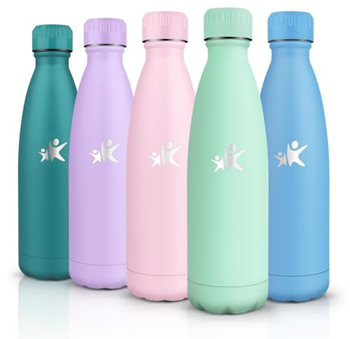 HoneyHolly Borraccia Termica, Doppia Parete Bottiglia Acqua in Acciaio Inox - 500ML - Senza BPA Bottiglia Termica, Antigoccia, Borraccia Palestra, Water Bottle per Scuola, Sport, Ufficio