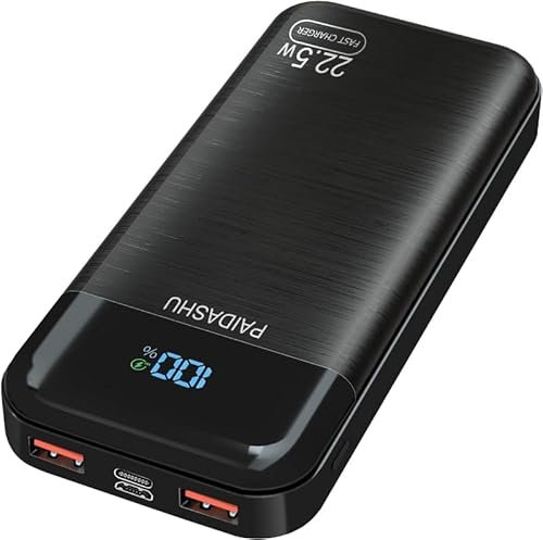 Power Bank 27.000mAh 22.5W PD3.0 QC4.0 Ricarica Rapida Batteria Esterna 3A USB C Caricatore Portatile con LCD Display Digitale 3 Uscite e 2 Ingressi per Smartphone and more (black)