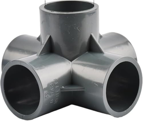 Raccord de tuyau d'eau, diamètre intérieur 20/25/32 mm, connecteur PVC tridimensionnel 3 voies/4 voies/5 voies, raccords de tuyau d'alimentation en eau, connecteurs égaux en plastique(Gray,5way 32mm)