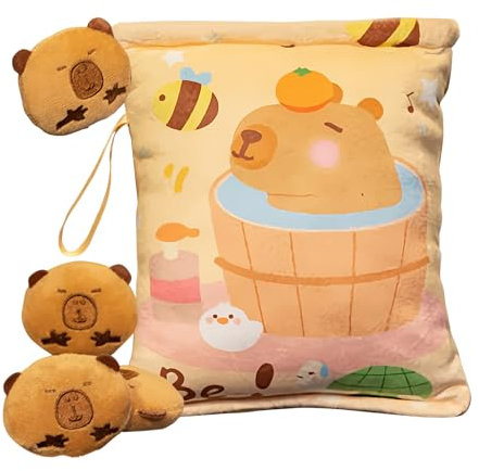 Borsa Per Snack, Peluche Capibara Bambola Porta Snack, 4 Piccole Bambole Incluse Morbido Portachiavi Pendente Per Viaggio Scuola Picnic Gelatine Cioccolato Fudge Caramelle Patatine