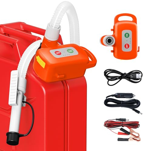 Kraftstoff Umfüllpumpe mit Auto-Stopp-Sensor, Benzinpumpe Elektrische | Aufladbare tragbare Dieselpumpe mit Batterien, Multifunktions-Flüssigkeitsförderpumpe für Benzin, Diesel und Öl, Orange