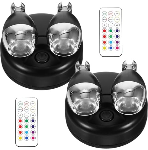WHAMVOX 2 Stück LED Spots mit 13 Einstellbaren Farben und Verstellbarem Winkel Kabellose Unterbauleuchte Auspc und Abs für Schrank und Bürobeleuchtung im Innenbereich