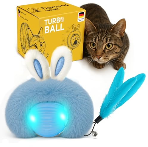 Tierhood Katzenspielzeug Selbstbeschäftigung – interaktives Katzenspielzeug | Katzenball elektrisch – Ball für Katzen – Spielzeug für Katzen - TurboBall