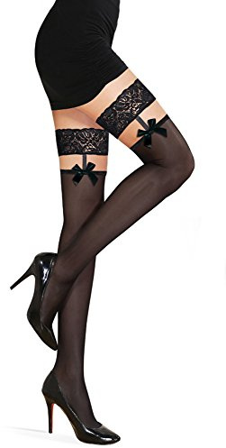 Bas Dentelle Jarretière Voile Sublime Noeud Provocatrice Auto-fixant, Femme