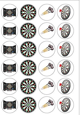 Top That Essbare, runde Kuchendekoration im Darts-Design; 24 Stück; vorgeschnitten