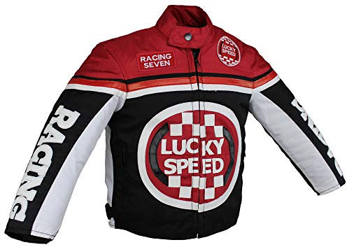 Euro Stars Giacca da motociclista per bambini, giacca in tessuto, giacca da motociclista, giacca da corsa, colore nero Nero 104 cm/XXS