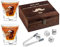 Maverton Whisky Stones & 2 Engraved Glasses Gift Set - 250ml Whisky Glasses in Personalised Wooden Box - Gift for Men - Gift idea for him - Moustache