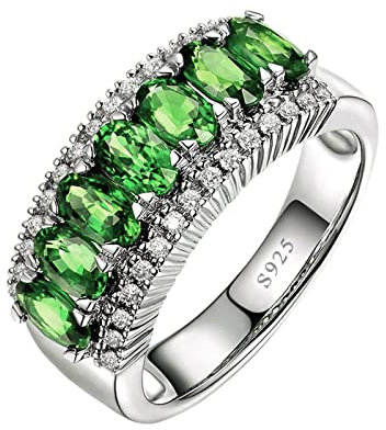 ANAZOZ Solitärring 925 Silber Ringe Men, Sterling Silber Simulierte Nano Smaragd Ovalschliff Echt Silber Damenring Gr. 57 (18.1)