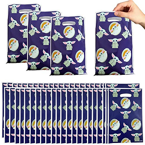 50 Stück Master Yoda Geschenktüten, Partytüten, Tüten Mitgebsel Kindergeburtstag, Plastik Klein Geschenk Candybar Tüten zum Verpacken von Geschenken, Mitgebsel, Party, usw, 25 x 16 cm