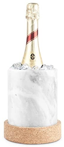Marble Champagne/Wine Chiller/Cooler with Separate Cork Coaster Base - Prevents Table Marks from Condensation