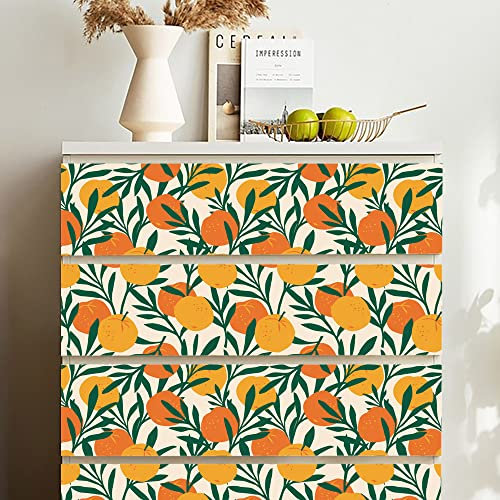 funlife Peel and Stick Wallpaper Decals, Self Adhesive Furniture Sticker, Contact Paper with Back Adhesive for Wall, Drawer, Urban Orange Tree Pattern