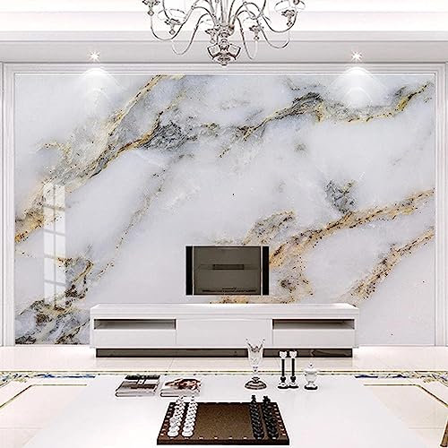 Moderner, Heller, Luxuriöser Weißer Marmor Muralo Fototapete, Goldener Marmor Tapete Wandbild, 430 x 300 cm Wandbild Dekoration - für Zimmer Küchen die Mauer