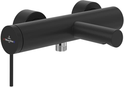 Villeroy & Boch Loop & Friends Badewannenarmatur Aufputz, Wasserhahn Badewanne mit Rückflussschutz und Umstellfunktion, Mischbatterie Badewanne wassersparend, rund, Matt Black