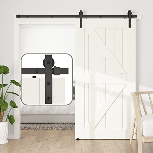 SANKEYTEW 183cm/6ft Binario per Porta Scorrevole,Nero e Rustico Binario per Ante Scorrevoli,kit Porta Scorrevole per Anta Singola in Legno,Binario Porta Scorrevole per Servizio Pesante