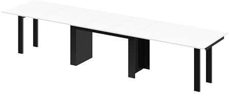 designimpex Design Esstisch Tisch HMA-111 XXL ausziehbar 170 bis 410 cm Esszimmer, Farbe:Weiß Hochglanz - Schwarz Hochglanz