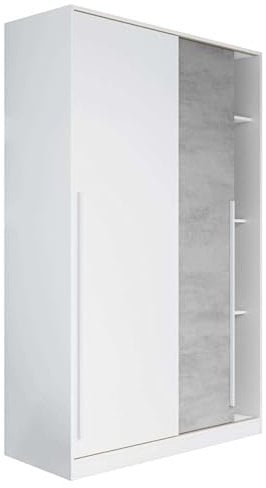 Miroytengo Armario Moderno MAX Dormitorio con Puerta Corredera Color Blanco y Gris Cemento 120x200 cm