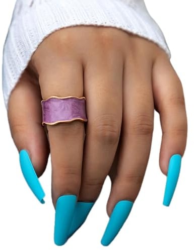 Crymystal Vintage Schwarzer offener Ring für Frauen Vintage Schlangenknöchel Stapelringe Emaille glasierter Zeigefingerring Gold Unregelmäßiger Ring Schmuck für Teenager Mädchen Geschenk