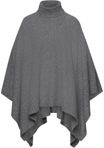 Highmoor Strickponcho mit Rollkragen Grau, XL