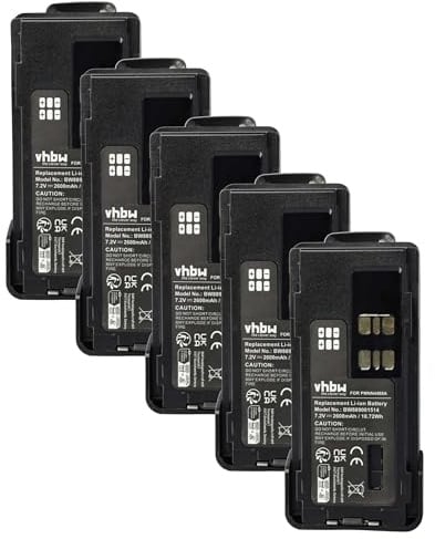 vhbw 5x Akku kompatibel mit Motorola DP4400E | DP2000, DP2600, DP2400 Funkgerät, Walkie Talkie (2600 mAh, 7,4 V, Li-Ion) + Gürtelclip