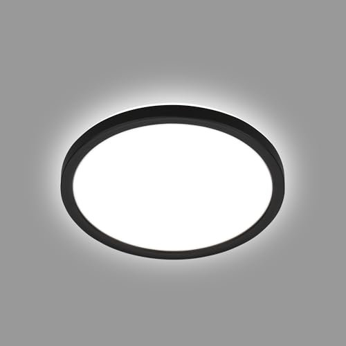 BRILONER - LED Deckenlampe mit indirektem Licht, flach, neutralweißes Licht, Lampe, Deckenleuchte, Wohnzimmerlampe, LED Panel, Küchenlampe, Deckenbeleuchtung, 24x3 cm, Schwarz