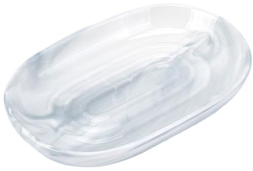 CREATCABIN Porte Savon Céramique Grise Porte Savon Antidérapant Boîte Rangement Texture Marbre Porte Savon Plateau OvaleBarre Savon Plateau pour Éponge Douche Salle Bain Évier Cuisine 13x8.5x2.5cm