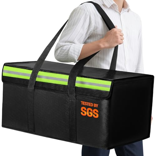 Large Fireproof Document Bag for Home Safe Storage, 24 x 12 x 12in, Black