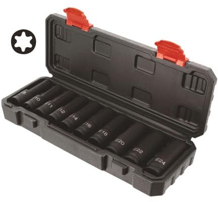 Coffret de 10 douilles à chocs torx femelle 1/2