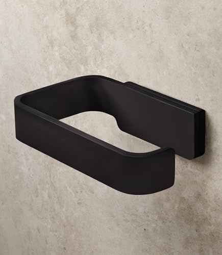 KAZAI. Toilettenpapierhalter ohne Bohren | Klopapierhalter zum Kleben | Klorollenhalter Bad | WC-Papier-Halterung aus Metall | Schwarz