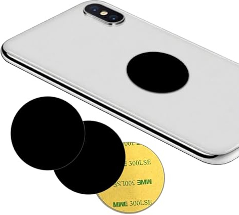 Winhuey 4Pcs Thin Sticker Metal Plates Replacement Mount, Round Metal Plate Kits with Strong Adhesive, Phone Magnet Sticker for Mobile Magnetic, Phone Car Holder Compatible with Magnetic Car Mount