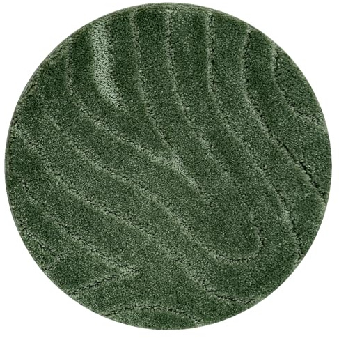rugsx Badteppich SUPR Waves, Wellen, Badematten rutschfest, weich & waschbar, für Fußbodenheizung geeignet, grün Kreis 50 cm