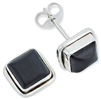 Ohrstecker 925 Silber Onyx schwarzer Stein Edelstein Ohrringe echt Silber Damen Sterling Silber Stecker Geschenk(MOS-022-03)