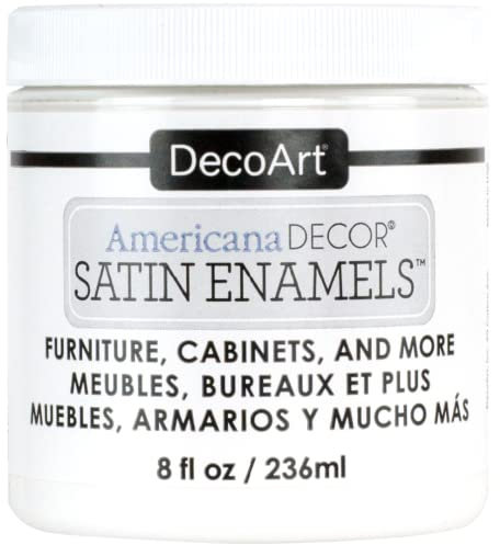 Deco Art Americana Décor Flacon de peinture en émail satiné, acrylique, blanc pur, 7 x 7 x 8 cm, 236 ml (1 pièce)
