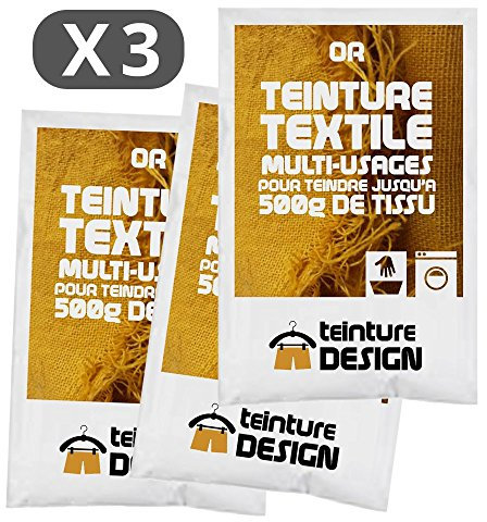 Lote de 3 sobres de Tinte Textil - OR - tintes universales para ropa y tejidos naturales